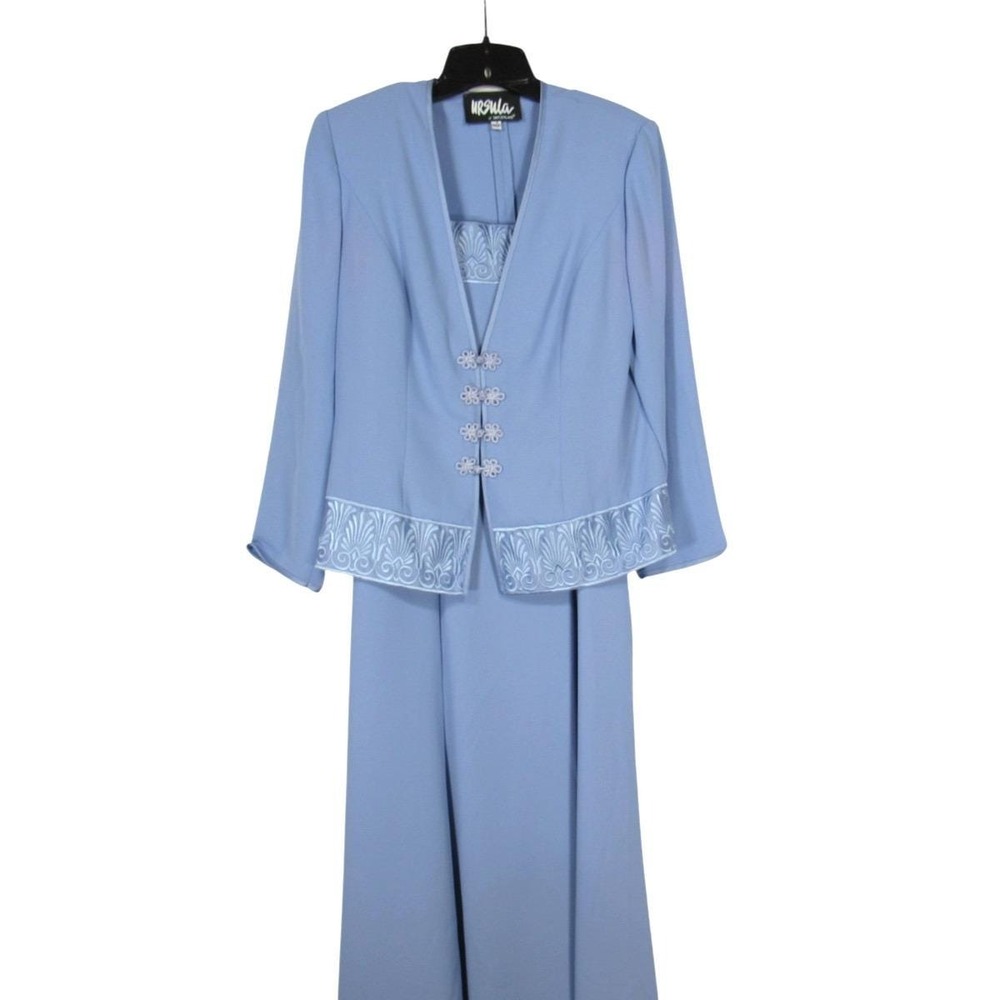 VTG URSULA of SWITZERLAND Blue Jacket/Dress MOTB OUTFIT SUIT SET Cocktail 14P